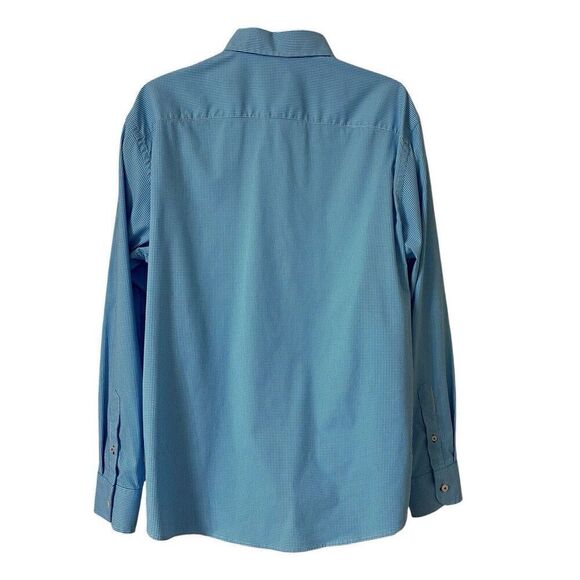 Untuckit Shirt Mens XXL Blue Shepherd Check Nylon Spandex Casual Office Business - Picture 3 of 5